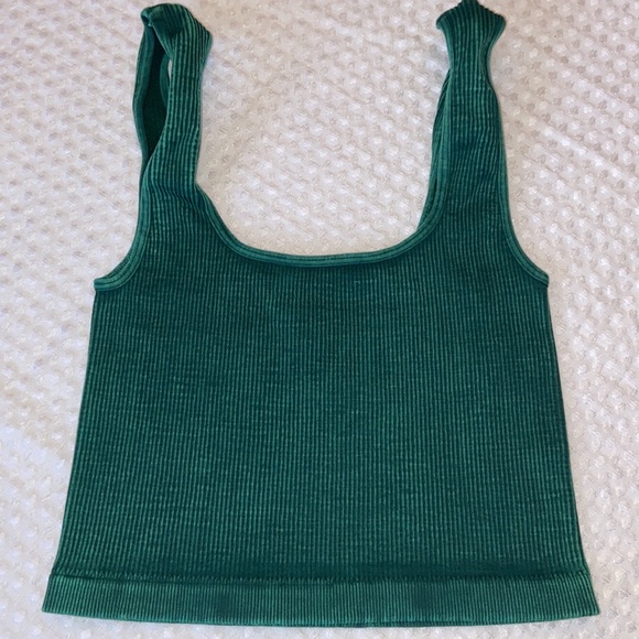 FREE PEOPLE Size XS/S Happiness Runs Square Neck Crop Tank Top Emerald Green - Picture 4 of 16